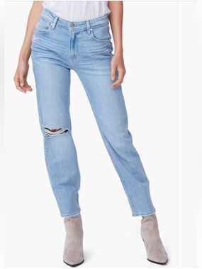 PAIGE Noella High Waist Ripped Straight Leg Jeans